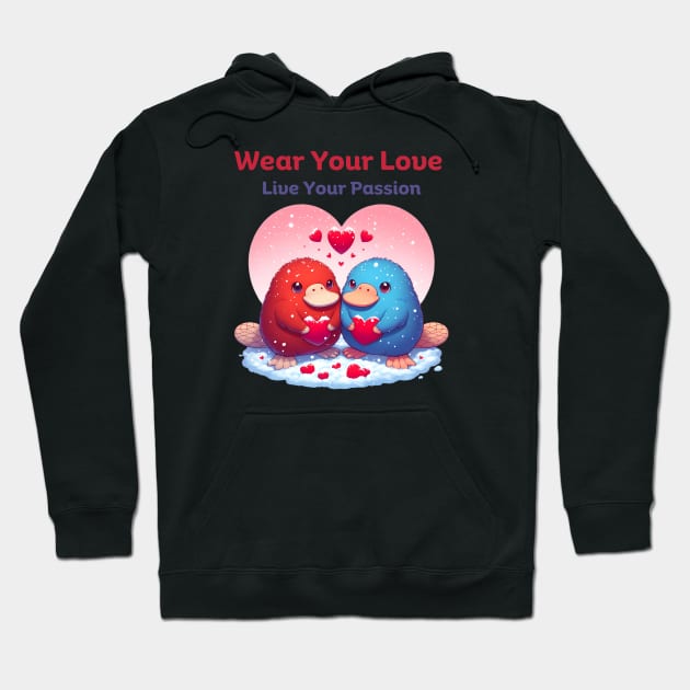 Double the Love Platypus Pairs on Valentine's Day Hoodie by HaMa-Cr0w